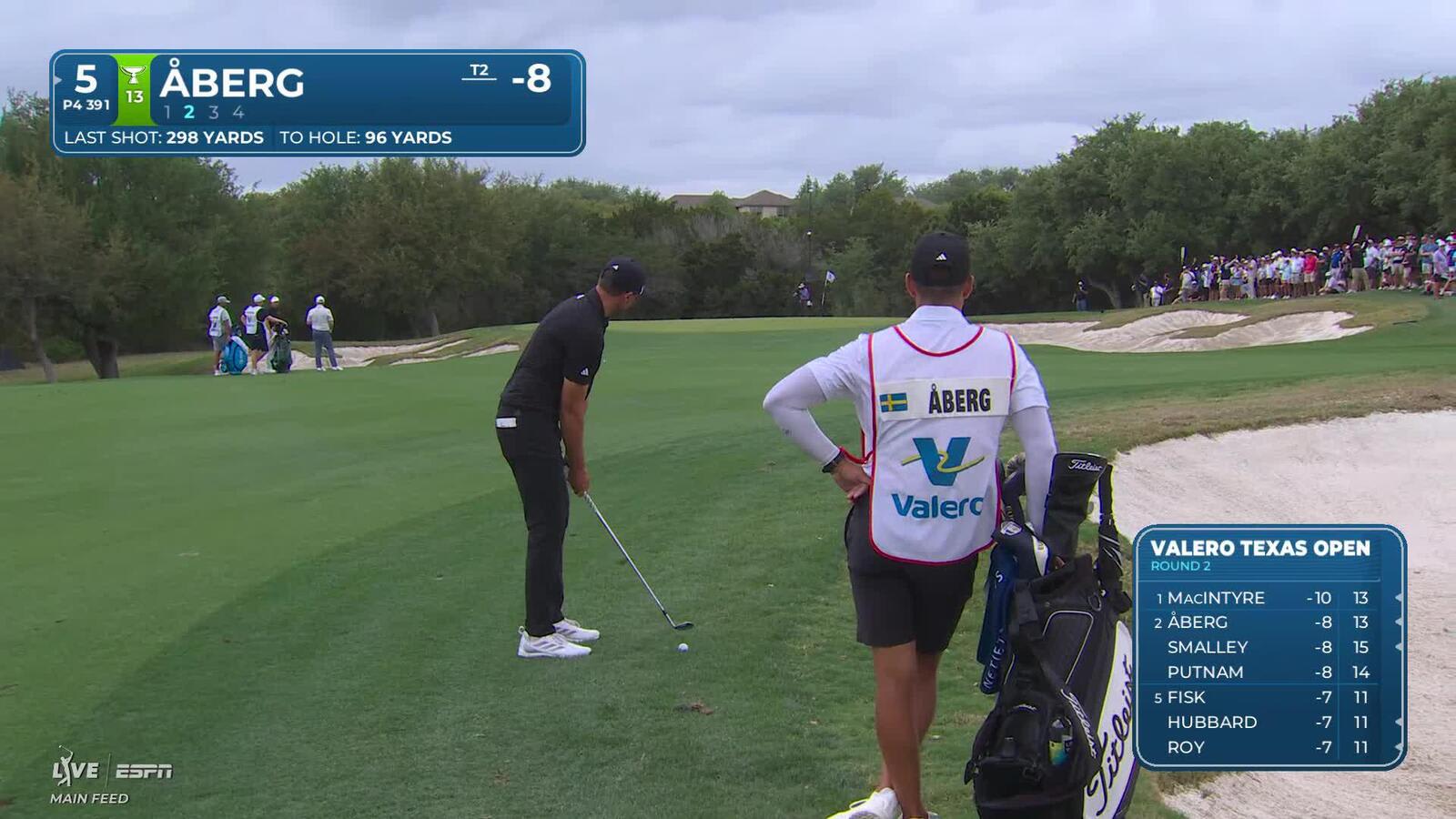 Ludvig Åberg sticks it close from 94 yards, sets up birdie on No. 5 at Valero