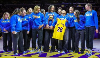 Jimmy Kimmel gives UCLA women's basketball champs fake trophy to hand to Trump