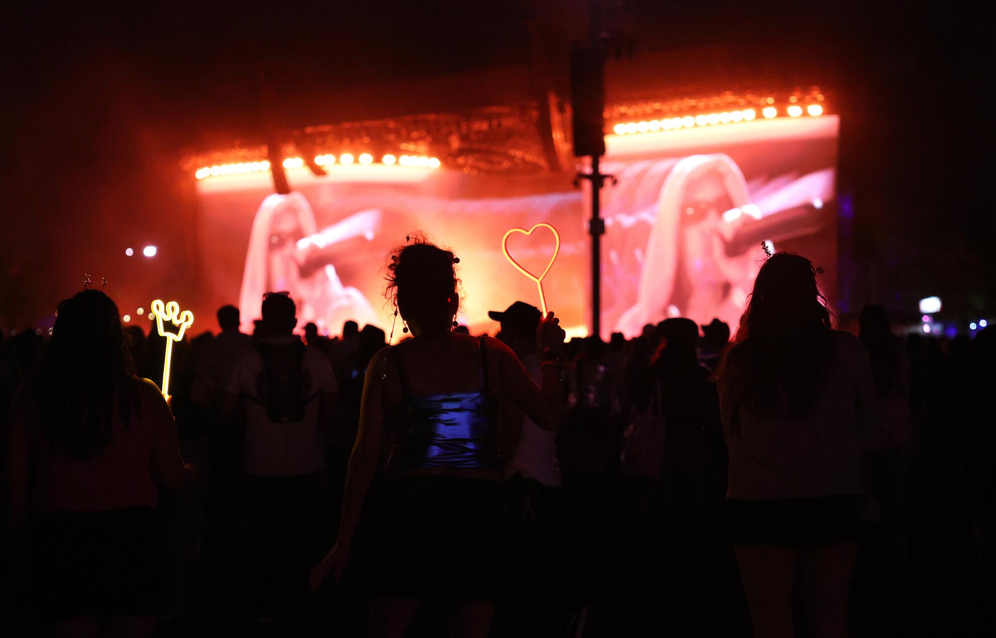Fans watch Justin Beiber perform at the Coachella stage.