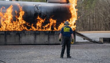 Arnold Fire and Emergency Services conducts annual aircraft live fire training