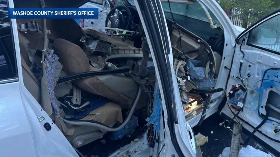 Tahoe-area bear destroys car