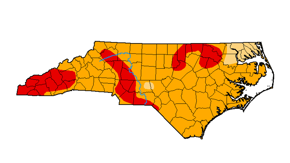 Drought in North Carolina as of April 14, 2026. (WLOS/U.S. Drought Monitor)
