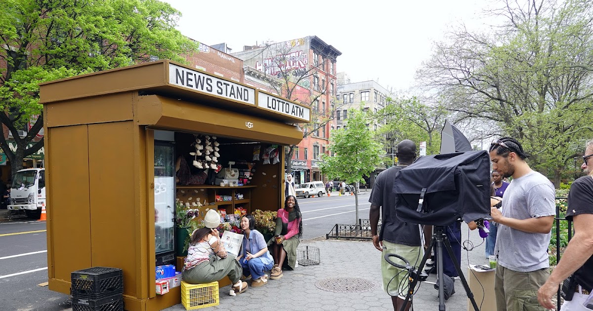 Pop-up ‘newsstand’ and a no-photos moment during a photoshoot on Avenue A