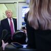 U.S. President Donald Trump speaks to members of the press aboard Air Force One on April 17, 2026 just prior to landing at Joint Base Andrews, Maryland. Trump said the United States received favorable news related to Iran just prior to landing at Joint Base Andrews. (Photo by Win McNamee/Getty Images)