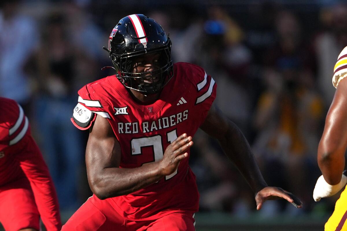 Texas Tech linebacker David Bailey plays against Arizona State on Oct. 18.