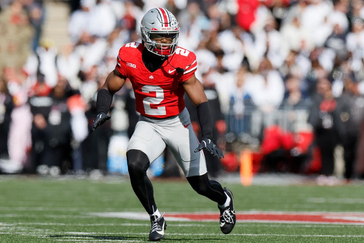 Ohio State defensive back Caleb Downs plays against Penn State on Nov. 1.