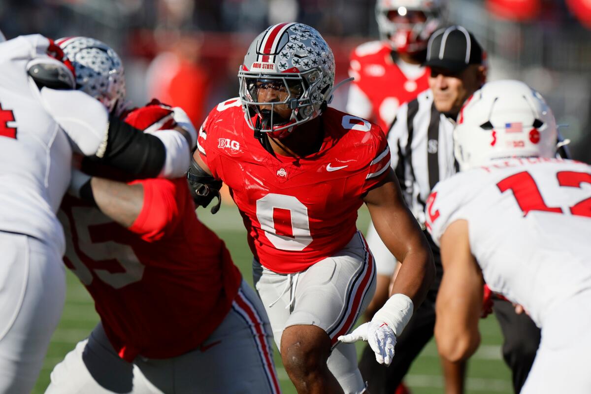 Ohio State linebacker Sonny Styles plays against Rutgers on Nov. 22.