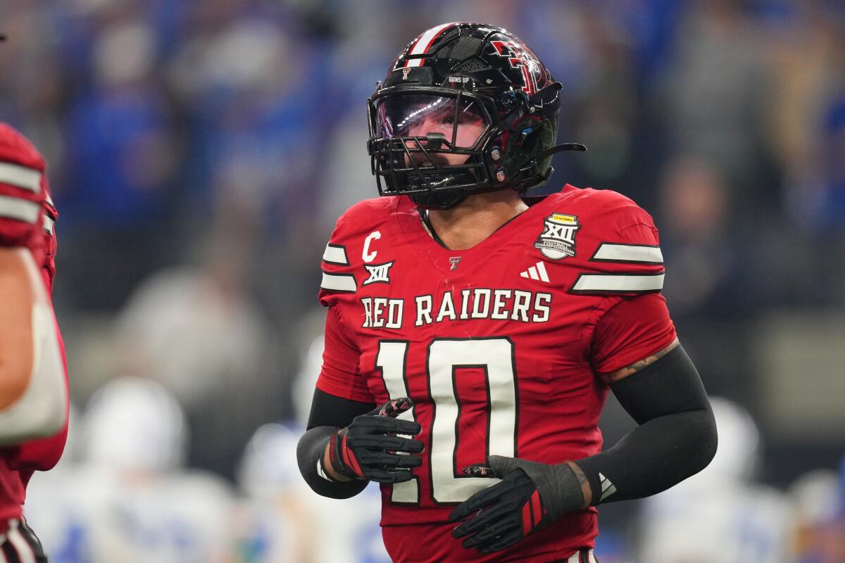 Texas Tech linebacker Jacob Rodriguez plays against Brigham Young on Dec. 6.
