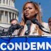 Rep. Sheila Cherfilus-McCormick, D-Fla., condemns hate speech and misinformation about Haitian immigrants during a news conference at the Capitol in Washington, Sept. 20, 2024.