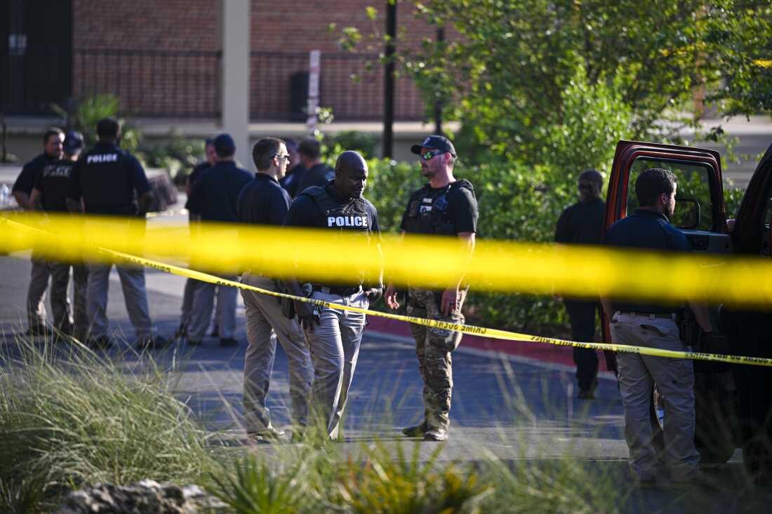 Police investigate the scene of a shooting near the student union at Florida State University on April 17, 2025 in Tallahassee, Florida. Two people were killed and five injured in the attack. Florida's attorney general is now investigating OpenAI because the alleged shooter used Chat