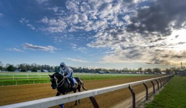 And they're off — at Saratoga's Oklahoma Training Track