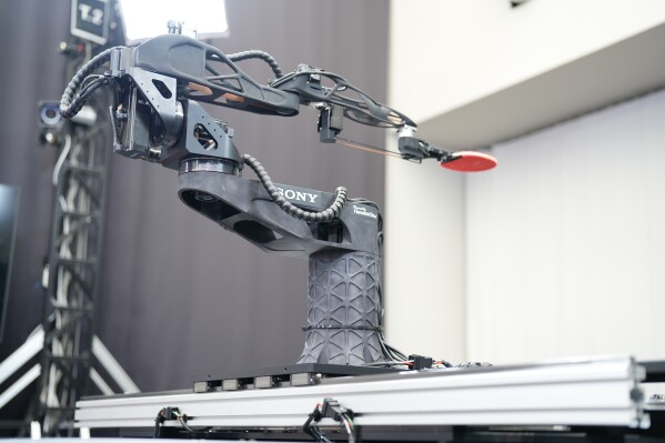 A table tennis robot built by Sony is seen in Tokyo, Dec. 2025. (Sony AI via AP)