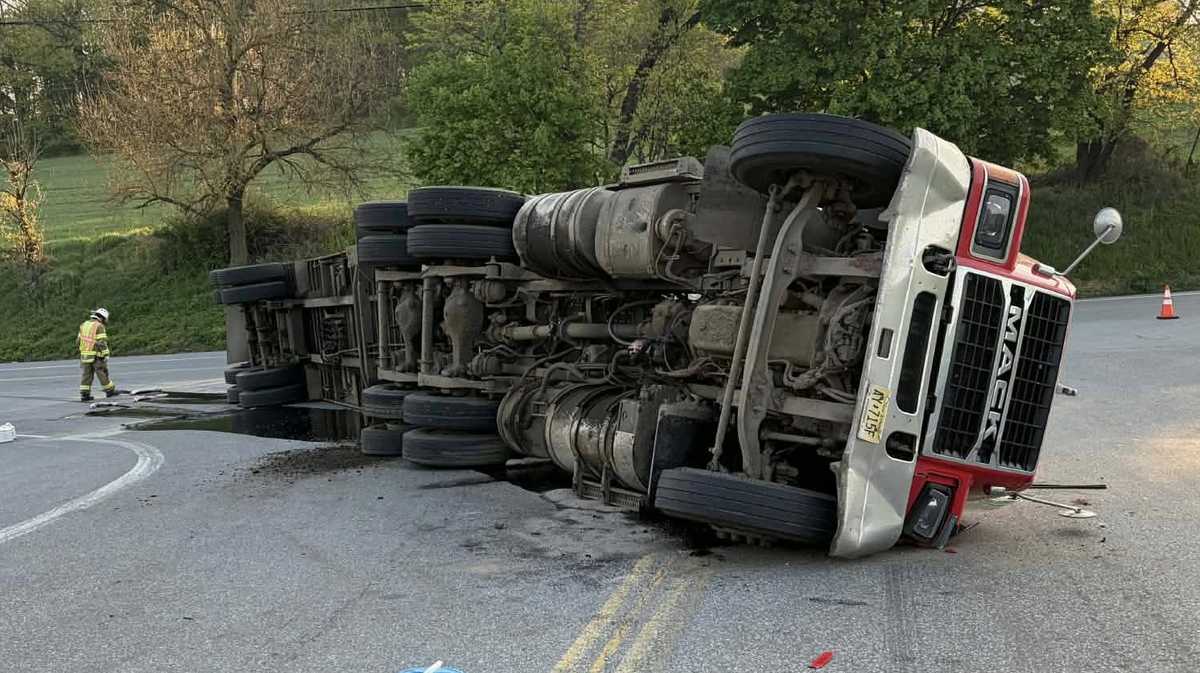 Hazmat team called after trash truck overturns, shuts down Pa. roads