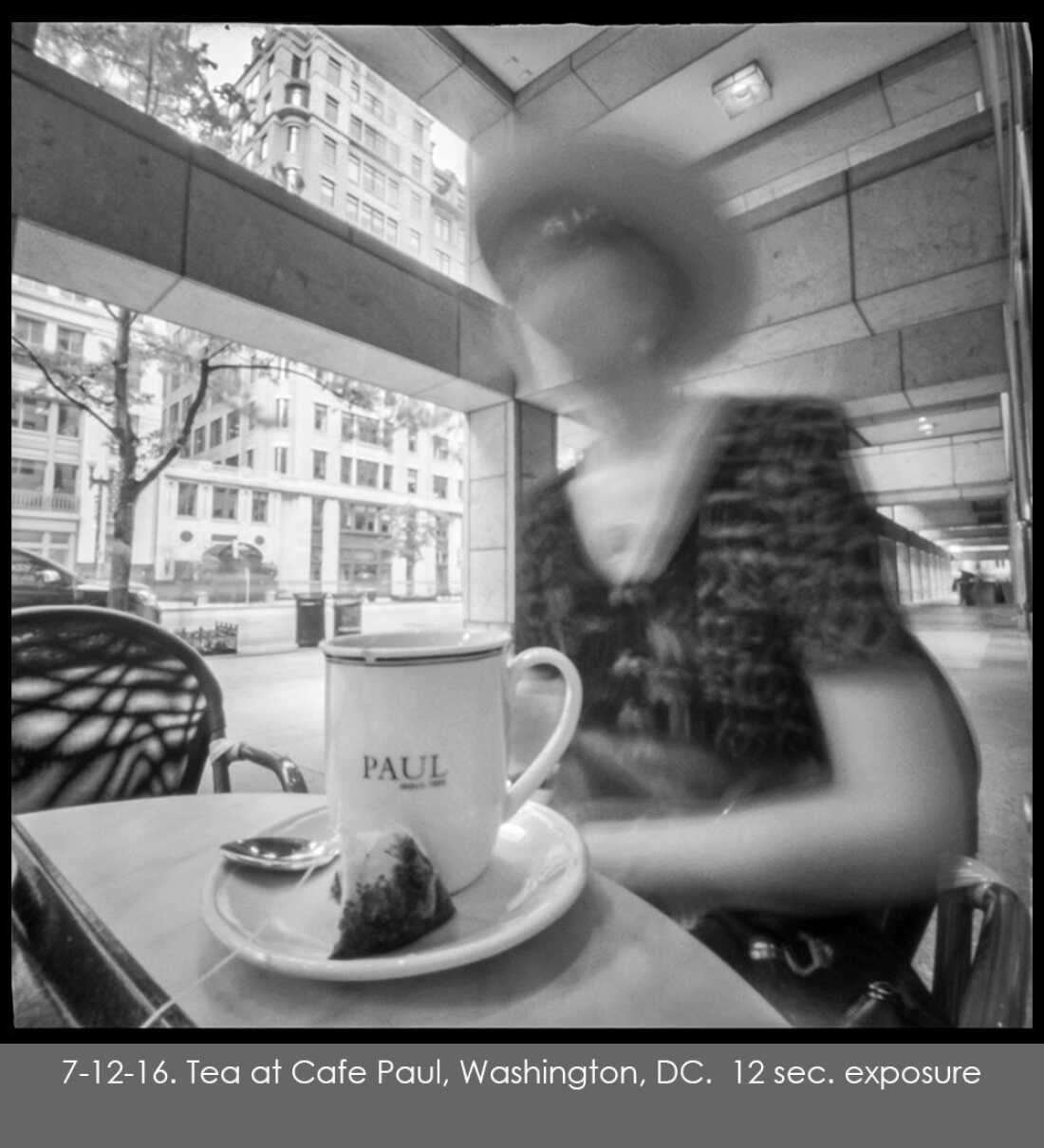 A photo from Nancy Breslin's "Squaremeals: A Pinhole Diary of Eating Out" series.