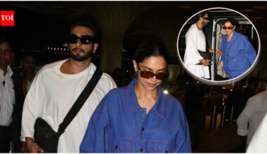 Ranveer Singh ensures mom-to-be Deepika Padukone is comfortable at every moment as the couple gets spotted at the airport |