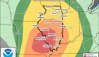 Illinois severe weather risk upgraded to tornado-driven moderate risk