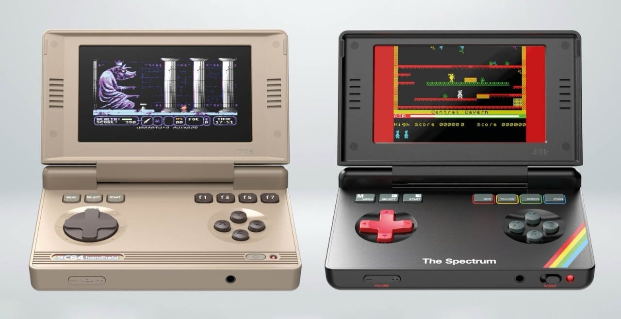The C64 And ZX Spectrum Are Being Reimagined As Nintendo-Style Clamshell Handhelds