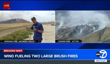 Brush fire breaks out in Moreno Valley amid Santa Ana winds