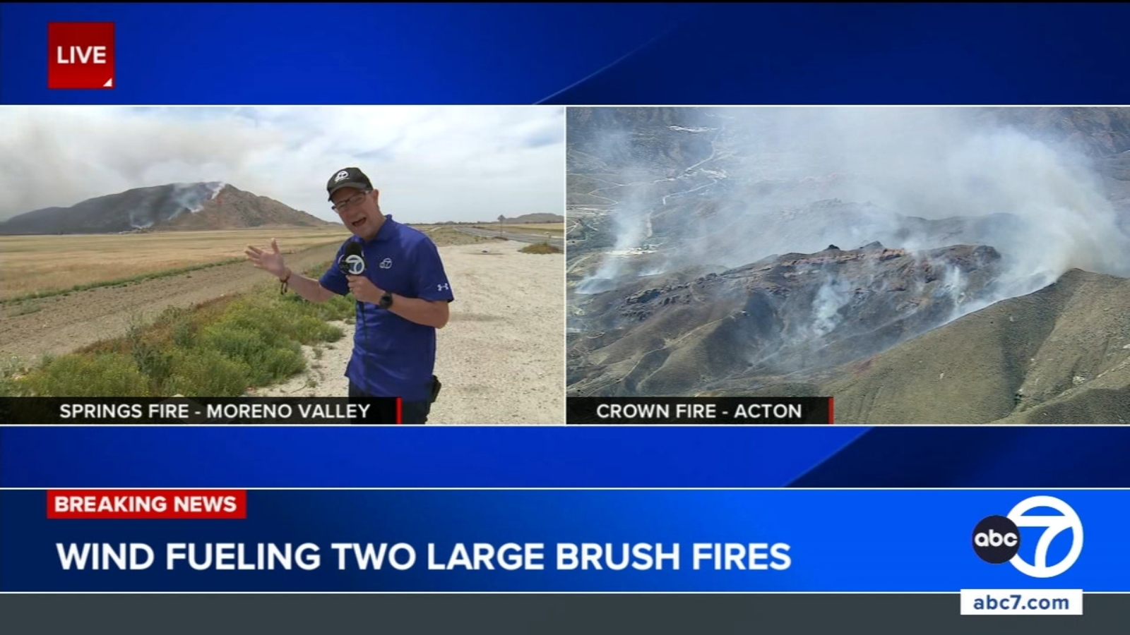 Brush fire breaks out in Moreno Valley amid Santa Ana winds
