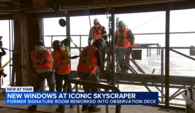 360 Chicago gets new windows for redevelopment of observation deck in former John Hancock building at 875 N Michigan Ave