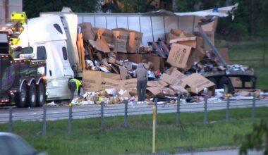 1 injured after 3 tractor-trailers collide in Cumberland County, Pa.