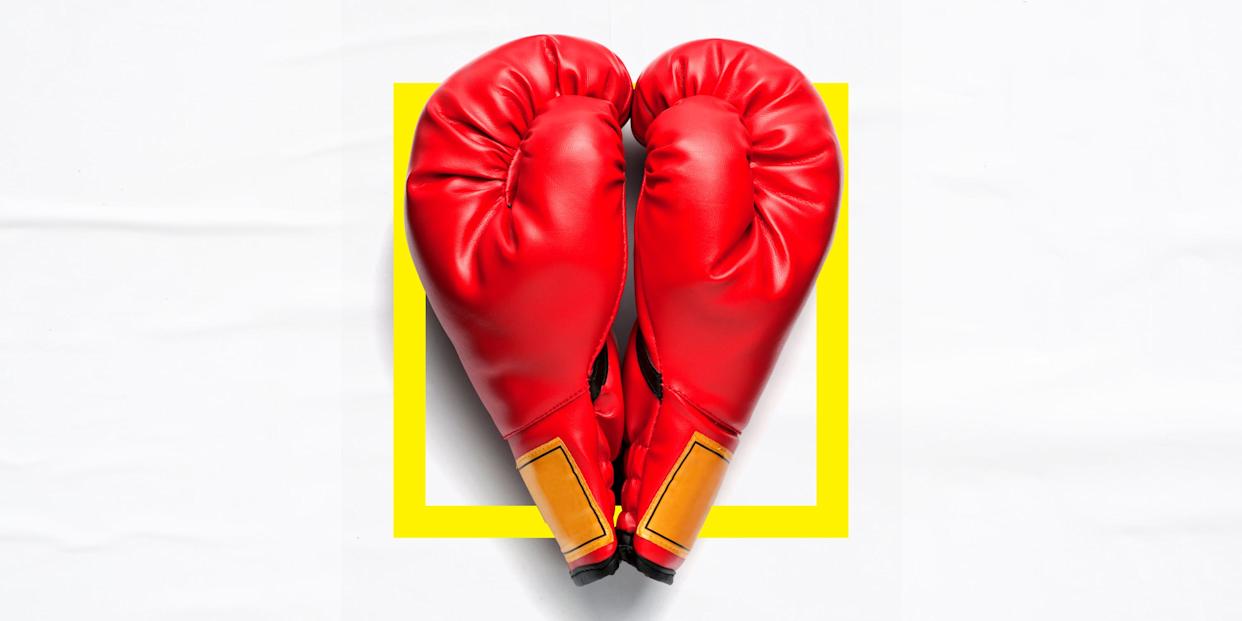 red boxing gloves to look like a heart