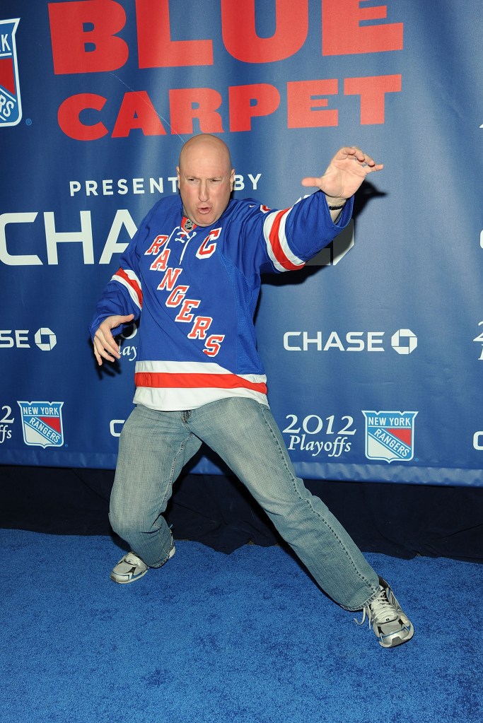 Rangers fan Dancing Larry Goodman attends The Ranger 2012 NHL Playoffs Blue Carpet.