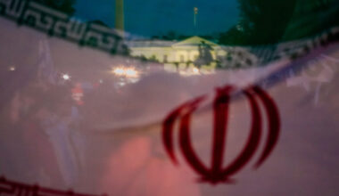 Demonstrators protest against military action in Iran after U.S. President Donald Trump said that he had agreed to a two-w...