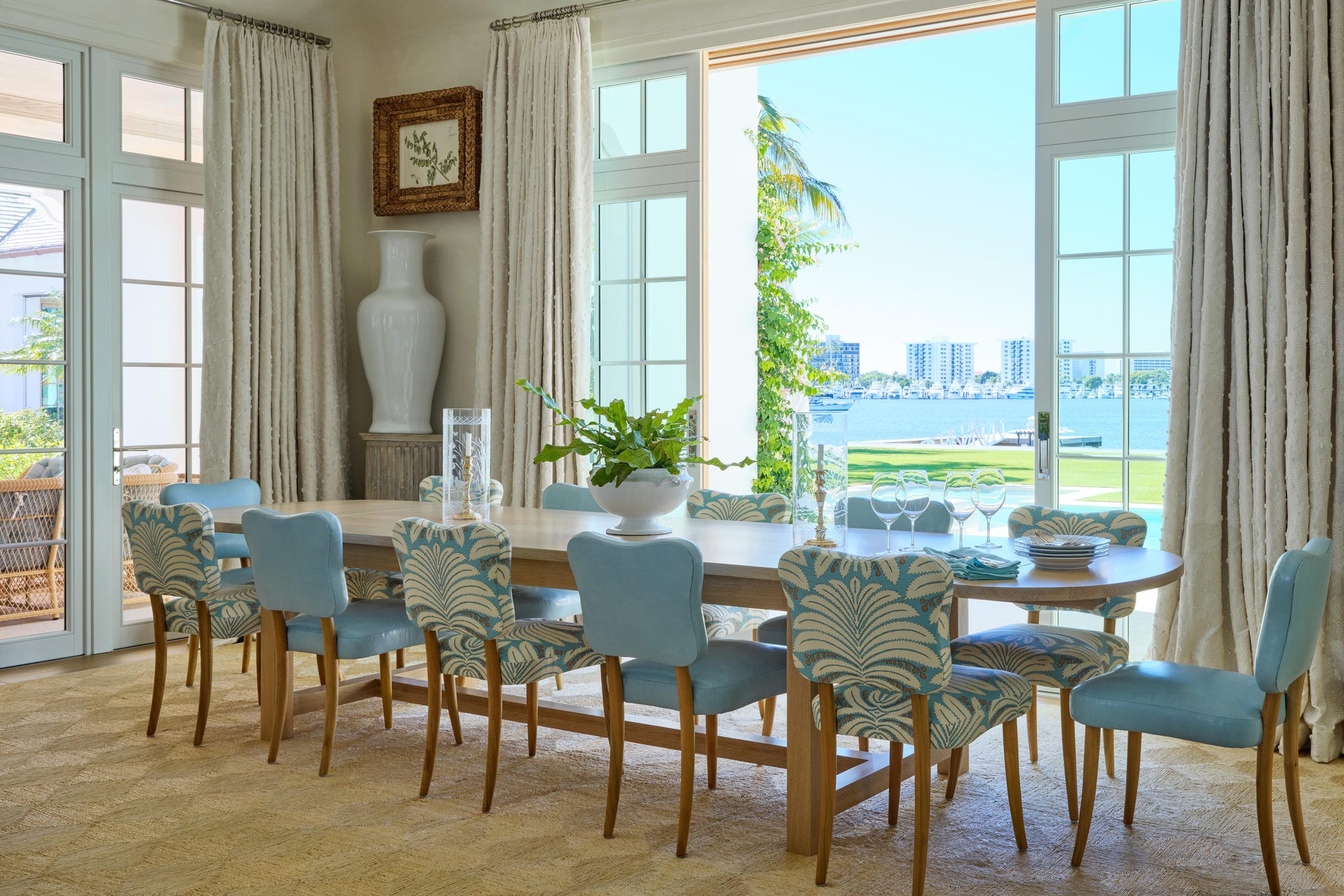 Dining area with a view of the waterfront.