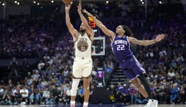 Steph Curry’s ankle tweak nearly overshadows Brandin Podziemski’s career night vs. Kings