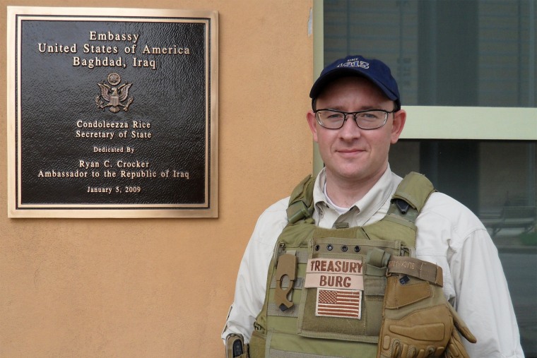 Image: John Burg in Iraq for the U.S. Treasury Department in 2010.