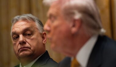 Prime Minister Viktor Orbán of Hungary looked on as President Trump spoke during a lunch at the White House in Washington on Nov. 7, 2025. Orbán conceded defeat in parliamentary elections Sunday.