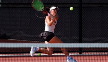 Lexington, MA- 6/12/25- Winchester’s Daryana Skobeleva hits to Wellesley’s Bella Gopen (not pictured) during a Division 1 girls’ tennis semifinal match on June 12, 2025, in Lexington. (Danielle Parhizkaran/Globe Staff)