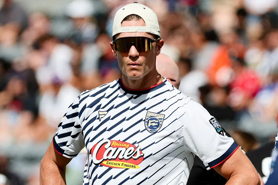 Tom Brady at the Fanatics Flag Football Classic on March 21.Credit: JC Olivera/Variety via Getty