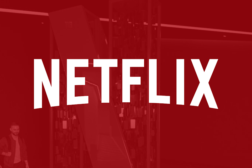 Netflix logo on red filter.