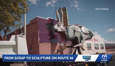 Gallup artist creates massive jackrabbit sculpture from salvaged car