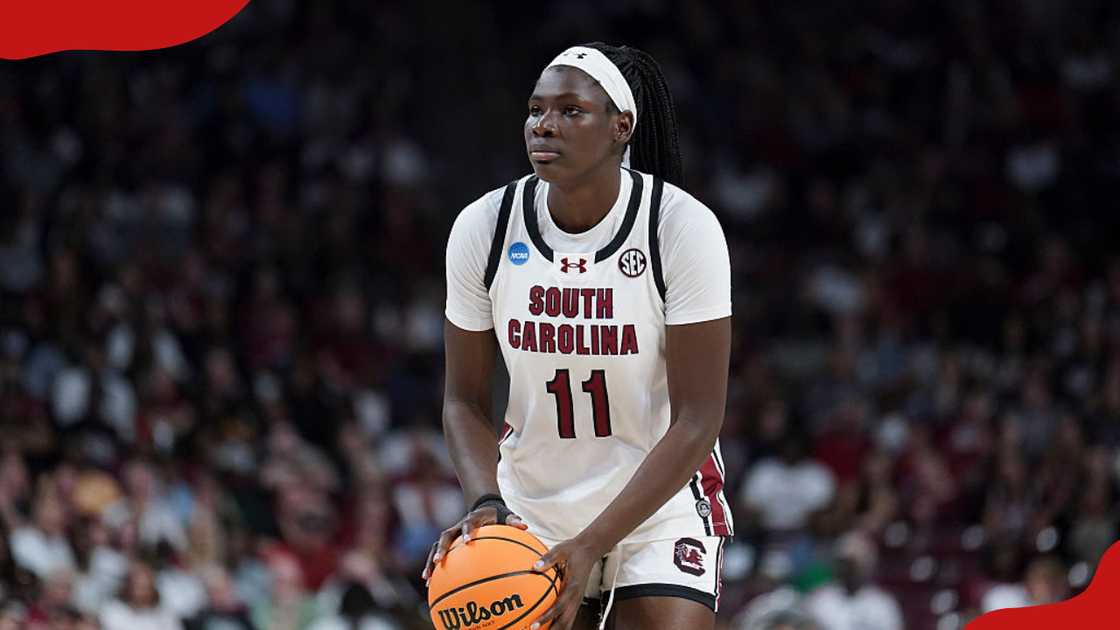 Madina Okot looking for a shot during a game