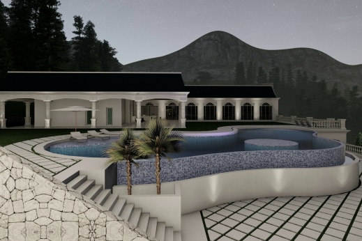 A render of a house. 