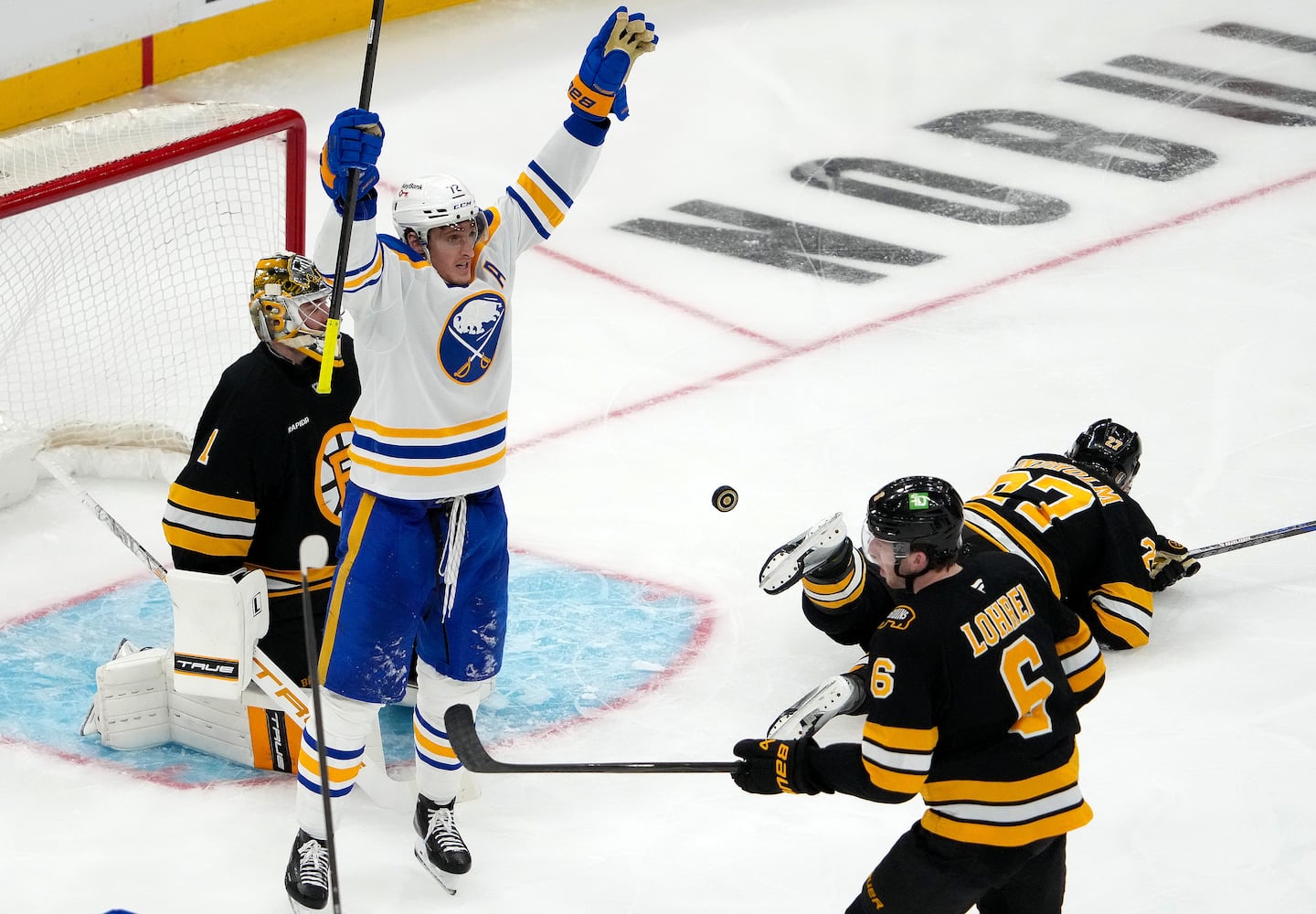 Bruins goalie Jeremy Swayman gave up six goals in Sunday's Game 4 loss to the Sabres.