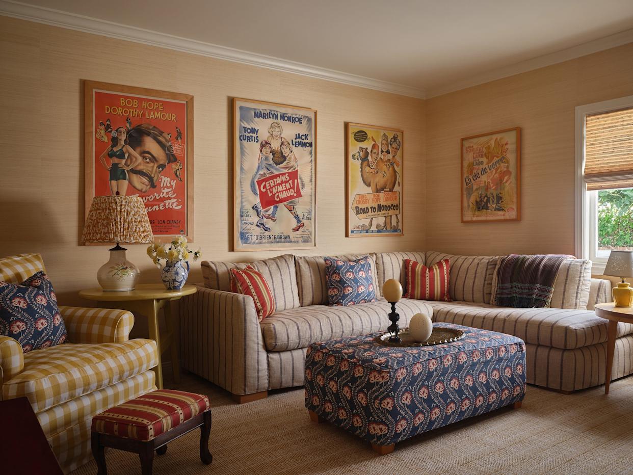 Cozy living room featuring vintage movie posters