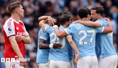 Manchester City players celebrate
