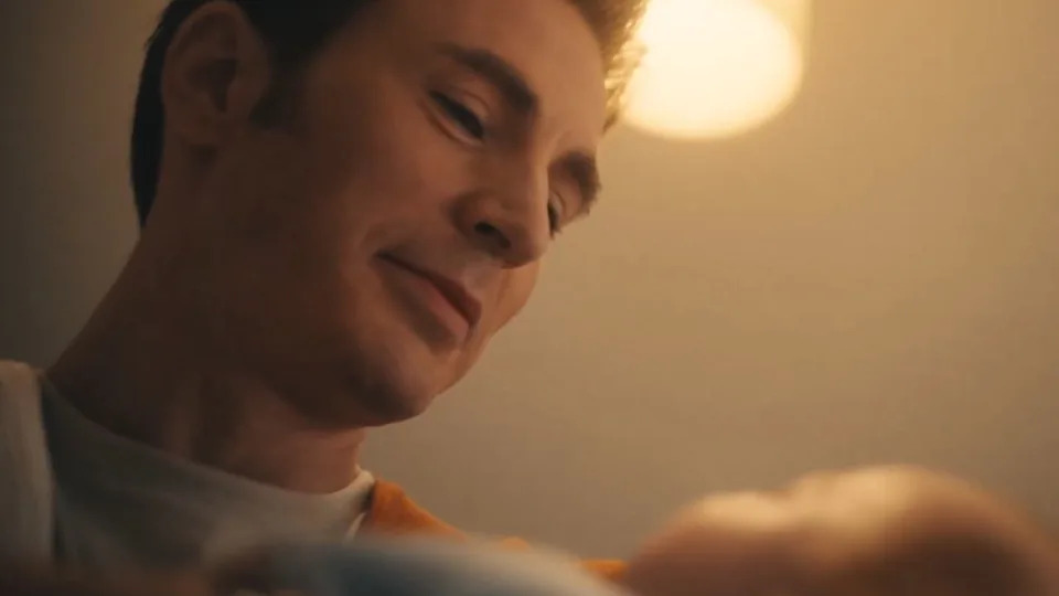 Chris Evans with a baby in Avengers: Doomsday trailer.