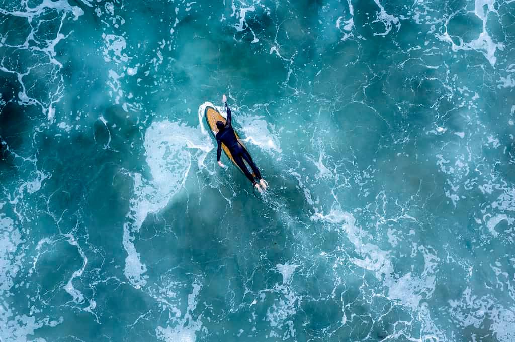 Surfing, Aerial View, High Angle View, Newport Beach - California, Drone