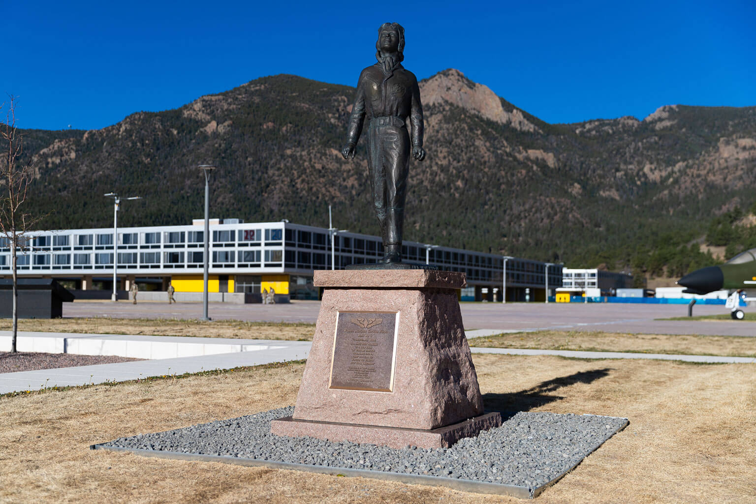 The Women Airforce Service Pilots (WASP) statue is now located in the Air Garden on the Terrazzo. The Academy is relocating statues and memorials to increase visibility for the cadets and for the public. (U.S. Air Force photo by Ray Bahner)