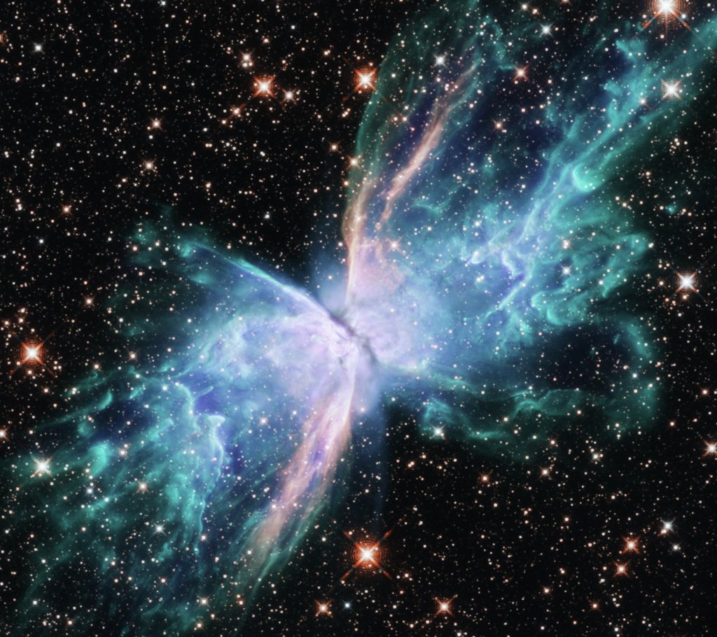Hubble trained on NGC 6302, known as the "Butterfly Nebula," to observe it across a more complete spectrum of light, from near-ultraviolet to near-infrared, helping researchers better understand the mechanics at work in its technicolor "wings" of gas.