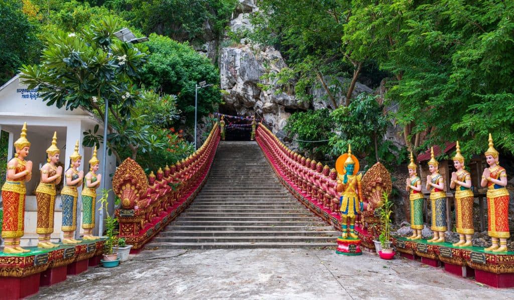 Phnom Chakrey cave is used as a place of worship, Battambang province.