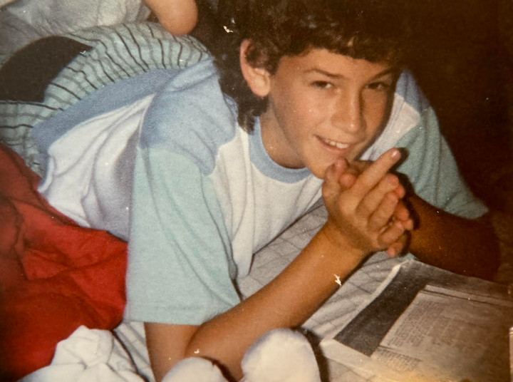 The author studying at home for his bar mitzvah reading.