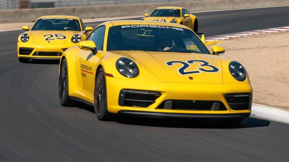 Porsche 911 racing at the Porsche Experience Center.