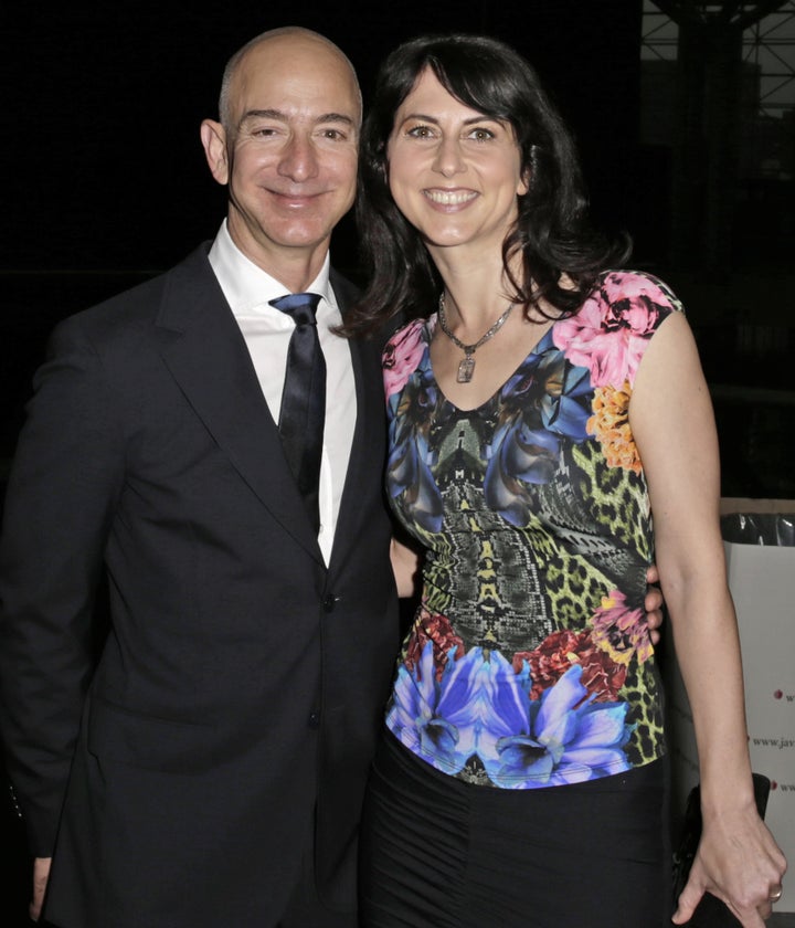 Bezos and ex-wife Mackenzie Scott arrive at the Robin Hood Foundation's annual benefit in 2014.