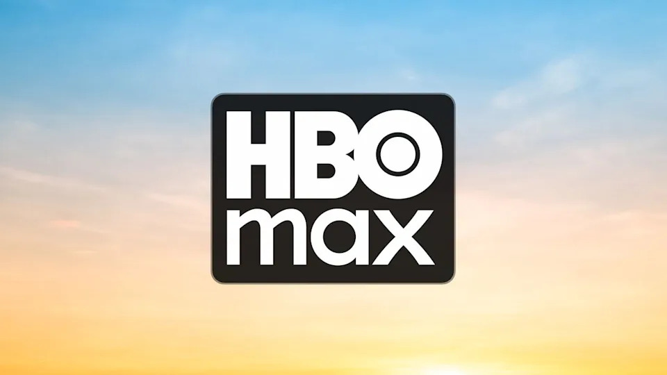 HBO Max logo on a sunset background.